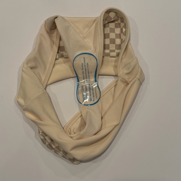 NWOT Beach Riot Eva Bikini in Tan Checkered Top M and Bottoms L High Waisted Set - Picture 14 of 15